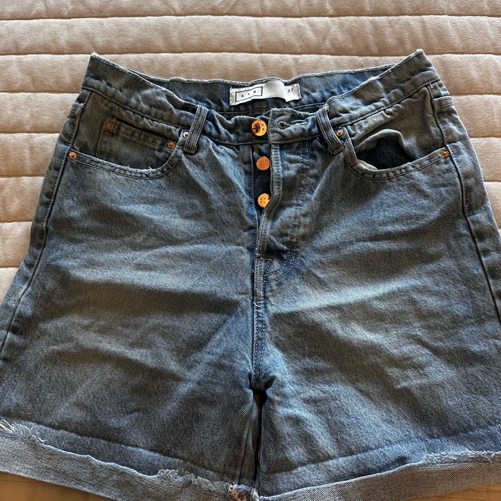 AYR Blue Jean Shorts High-Waisted Cuffed